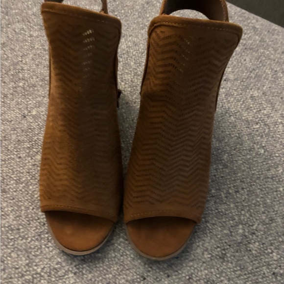 Brown Peep-Toe Ankle Boots - Picture 2 of 3